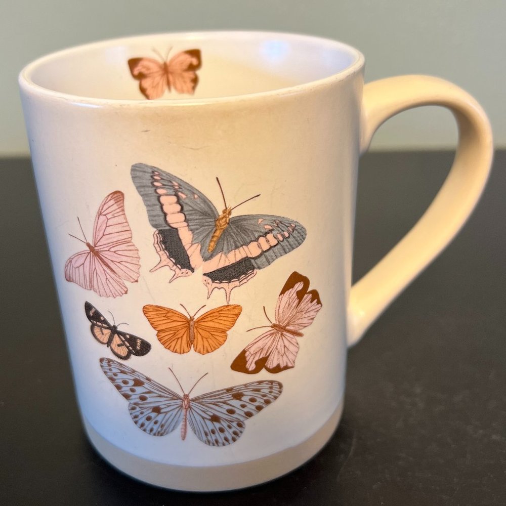 Fringe Studio Butterflies Moths Colorful Stoneware Coffee Mug Tea Cup 16oz